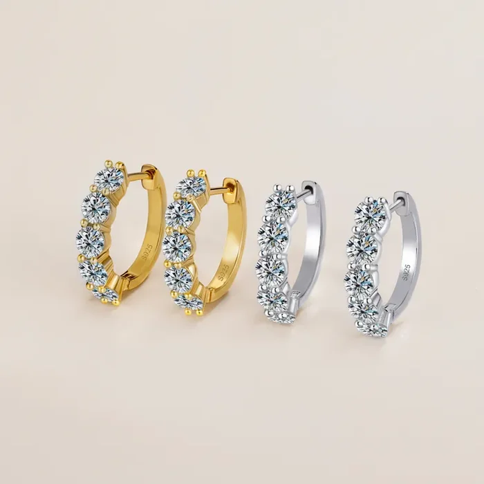 Helloice 18mm Round Cut VVS Moissanite S925 Silver Hoop Earrings