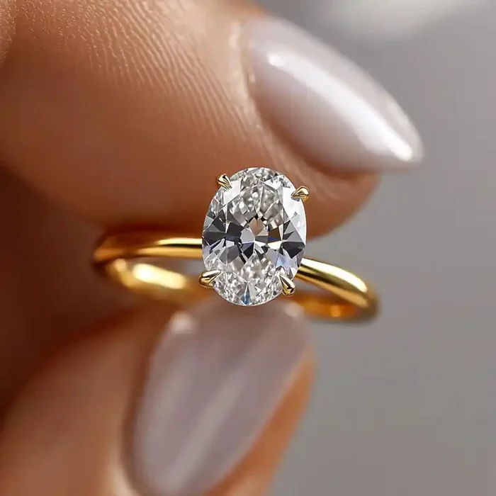 Helloice 1CT/1.5CT/2CT/3CT/5CT Oval Cut Moissanite Engagement Ring