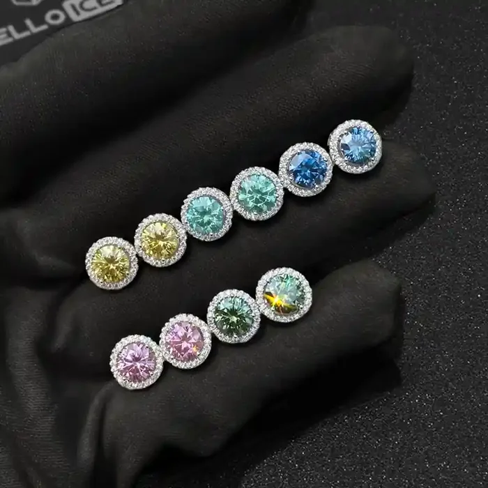 Helloice 1Ct S925 & Moissanite Round Halo Earrings