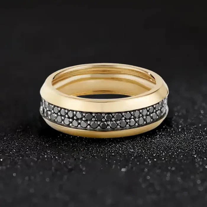 Helloice 2.4CTW White/Black Diamond Two Row Band Ring