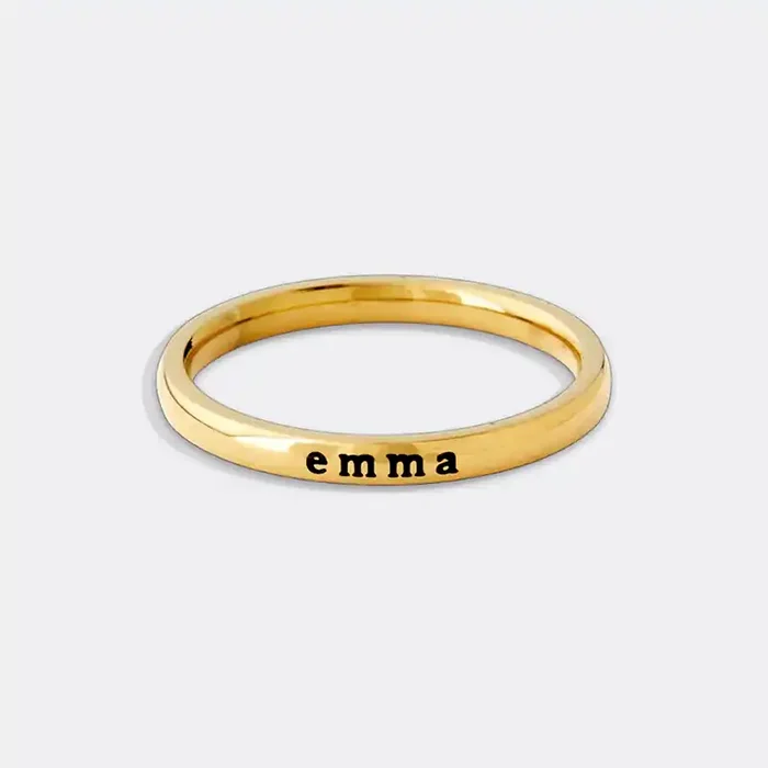 Helloice 2.5mm Tiny Stackable Name Ring