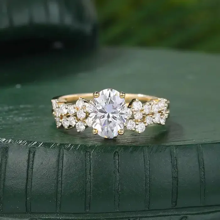 Helloice 2.66CT Oval & Round Cut VVS Moissanite S925 Silver Engagement Ring Set