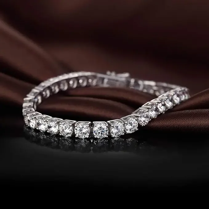 Helloice 2mm/3mm Moissanite S925 Sterling Silver Tennis Bracelet