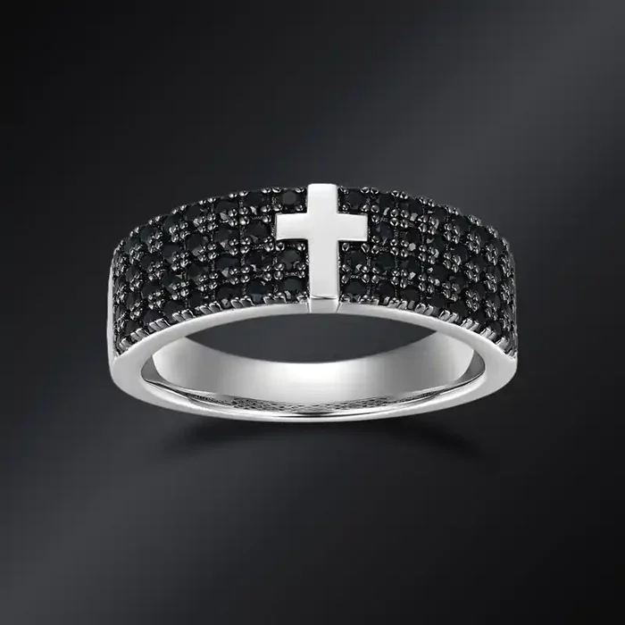 Helloice 3.1 CTW Black Diamond Cross Ring