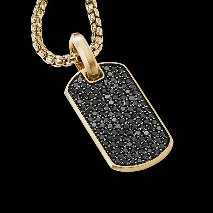 Helloice 3.9 CTW Black Diamond Dog Tag Pendant