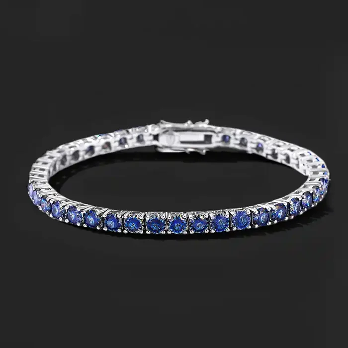 Helloice 3mm/4mm/5mm S925 & Moissanite Colorful Blue Tennis Bracelet