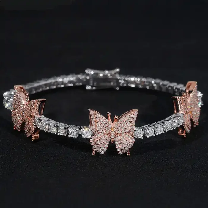 Helloice 3mm 925S & VVS Moissanite Butterfly Tennis Chain