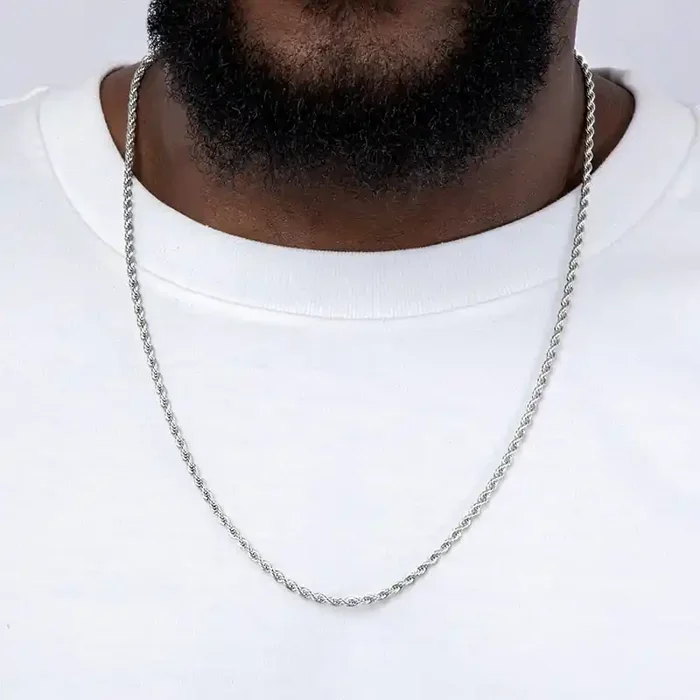Helloice 3mm Rope Solid 925 Sterling Silver Chain