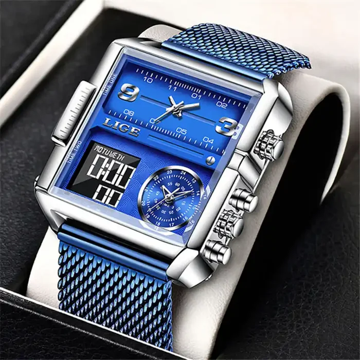 Helloice 40mm Square Multifunctional Electronic Quartz Watch
