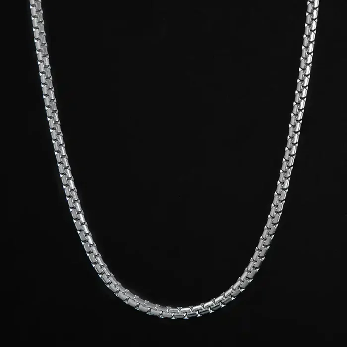 Helloice 4mm Flat Round Box Link Chain