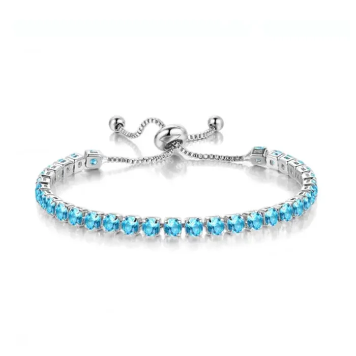 Helloice 4mm Light Blue Stones Tennis Chain Bracelet