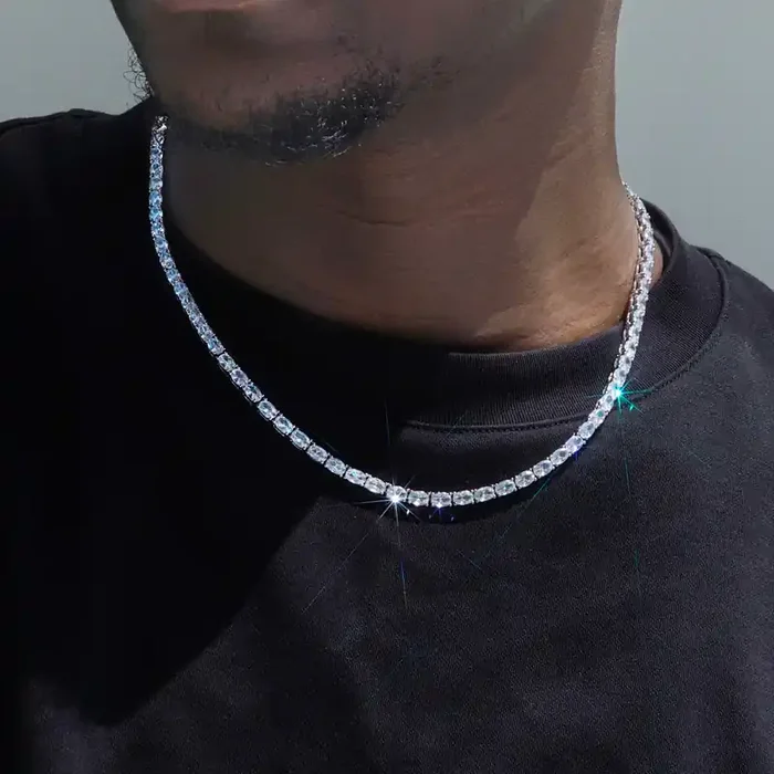 Helloice 4mm Oval Tennis Chain in White Gold