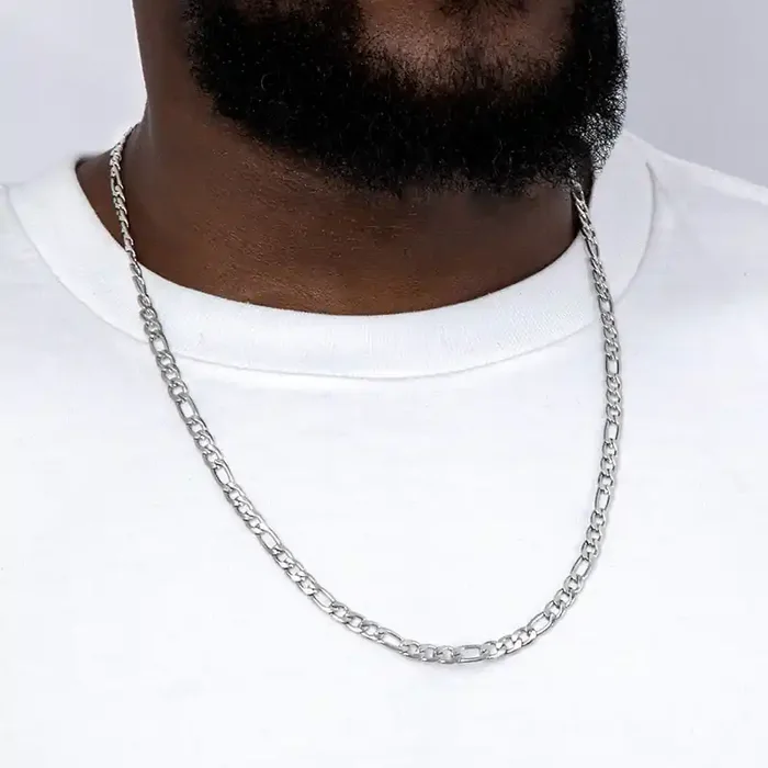 Helloice 5mm Figaro Solid 925 Sterling Silver Chain