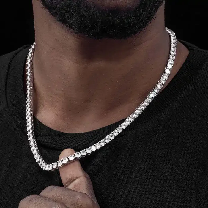 Helloice 5mm Tennis 18K White Gold Chain