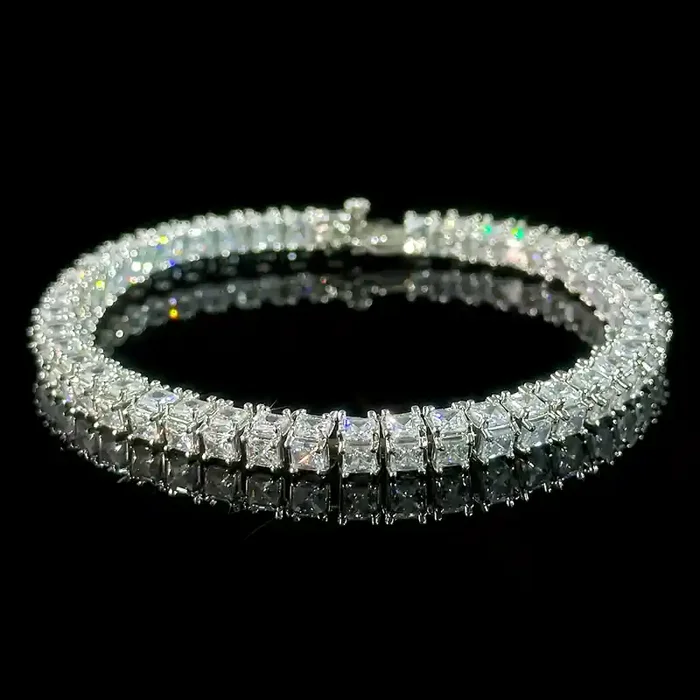 Helloice 6mm 3-Sided Princess Cut Tennis Bracelet