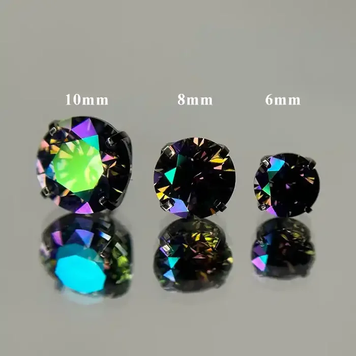 Helloice 6mm/8mm/10mm Colorful Round Cut Stud Earrings