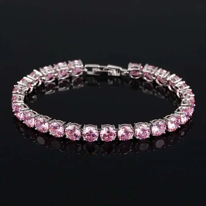 Helloice 6mm Pink Tennis Bracelet in White Gold