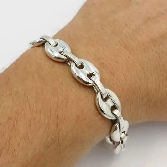 Helloice 7mm 8″ Coffee Bean Stainless Steel Bracelet