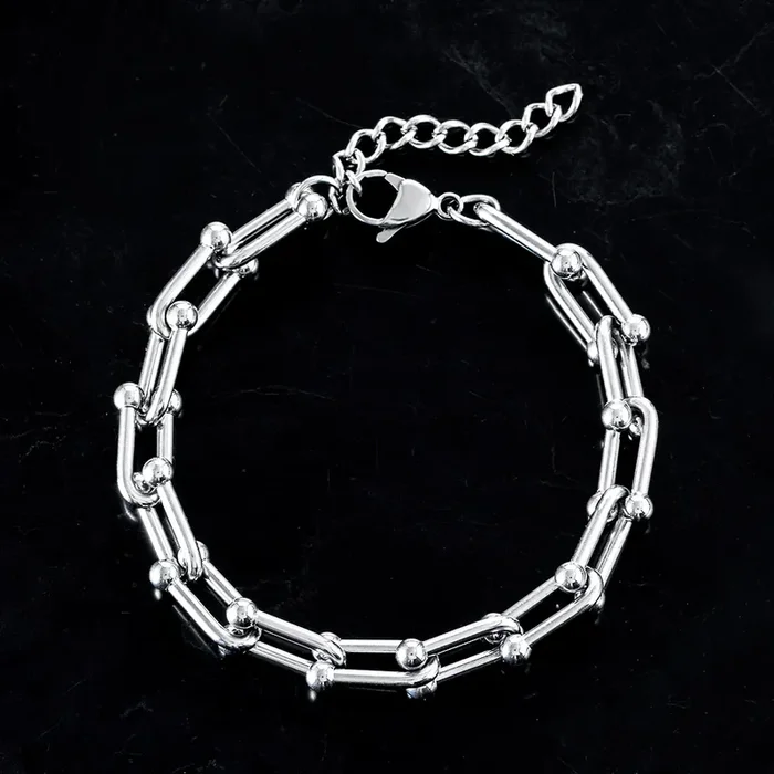Helloice 7mm Horseshoe Stainless Steel Bracelet