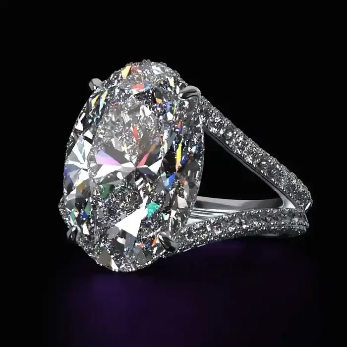 Helloice 8ct Oval Cut Engagement Ring in Silver