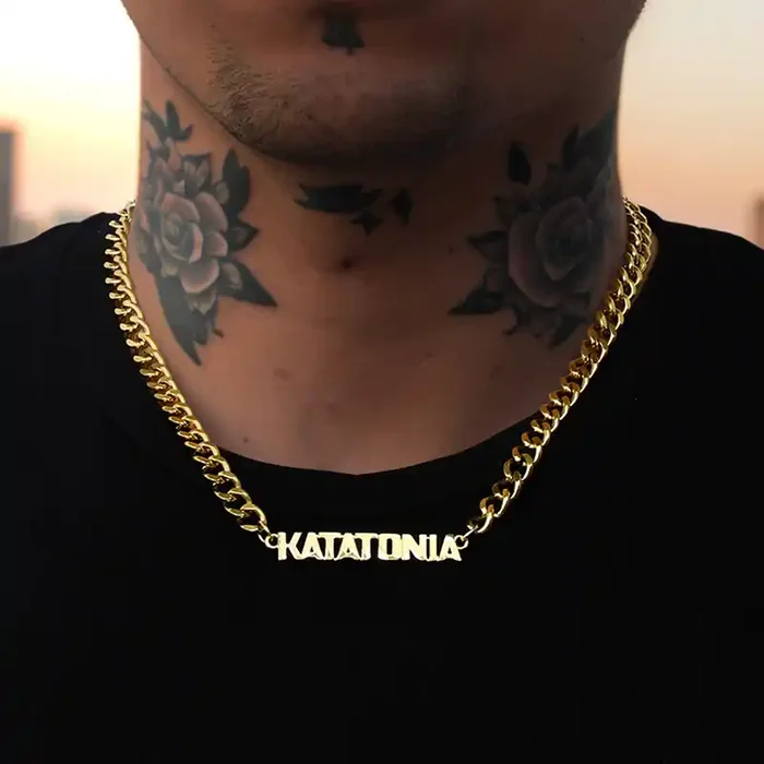 Helloice 8mm 20″ Custom Initial Letter Cuban Chain in 18K Gold Plated