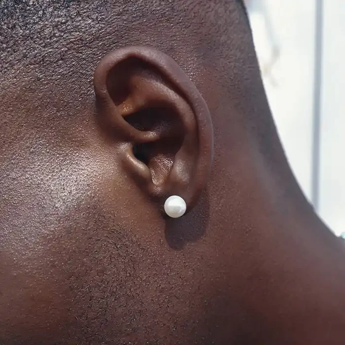 Helloice 8mm/7mm/6mm White Freshwater Pearl S925 Stud Earrings