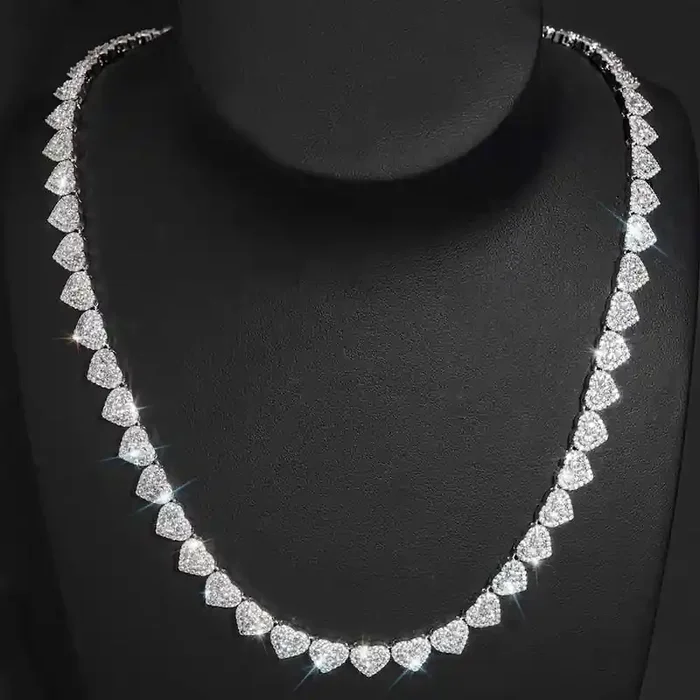 Helloice 8mm 925S & VVS Moissanite Heart Chain