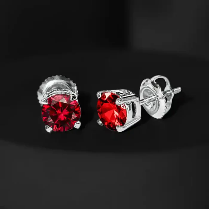 Helloice 925S & Moissanite Ruby Stud Earrings