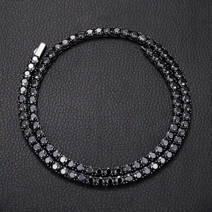 Helloice 925S & VVS Black Moissanite Tennis Chain in Black Gold
