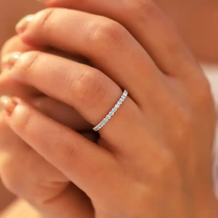 Helloice 925S & VVS Moissanit 1.5mm/2mm/3mm Eternity Band Ring
