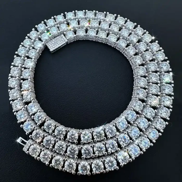 Helloice 925S & VVS Moissanite 5mm Tennis Chain with Iced Out Sides