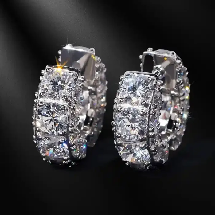 Helloice 925S & VVS Moissanite Hoop Earrings In White Gold