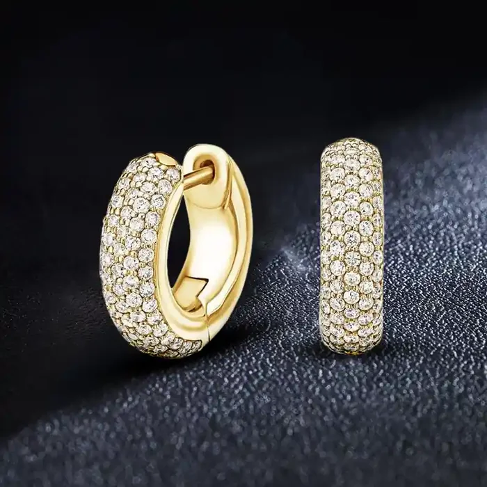 Helloice 925S & VVS Moissanite Micro Paved Hoop Earrings