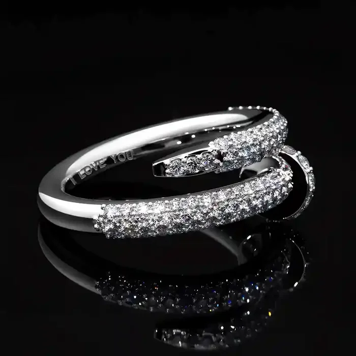 Helloice 925S & VVS Moissanite Nail Ring in White Gold