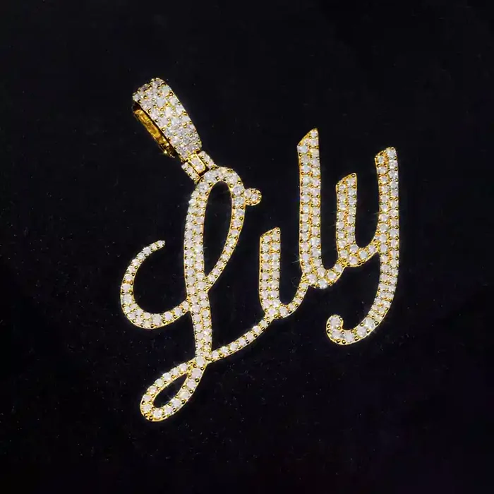 Helloice 925S & VVS Moissanite Round Cut Custom Name Letter Pendant