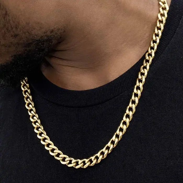 Helloice 9mm Diamond-Cut Cuban Chain in Gold