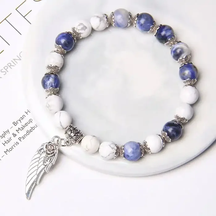 Helloice Angel Wing Blue Quartz Crystal Bracelet