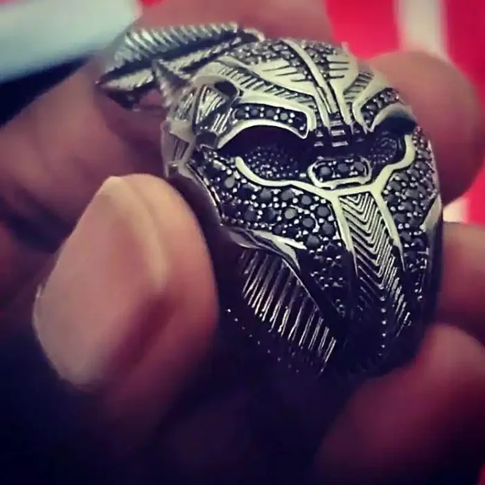 Helloice Black Panther Pendant in Black Gold