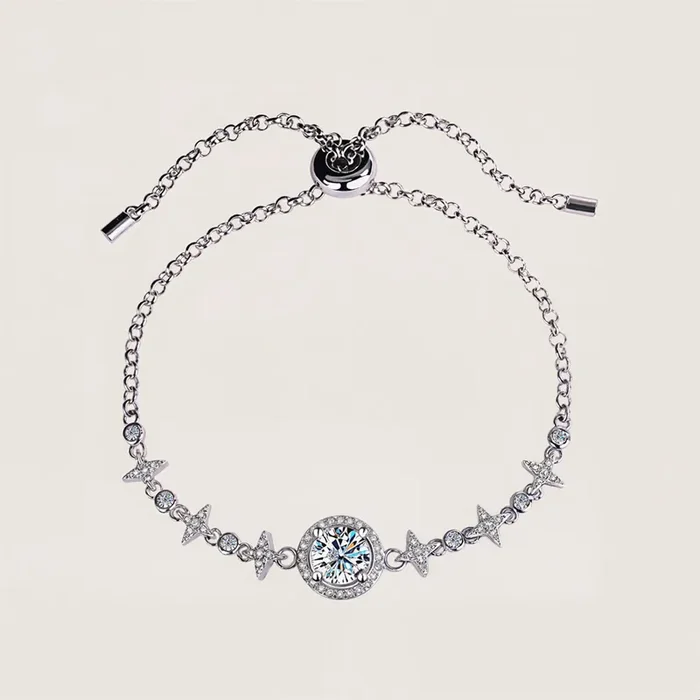 Helloice Colorful Round Cut VVS Moissanite S925 Silver Gypsophila Bracelet
