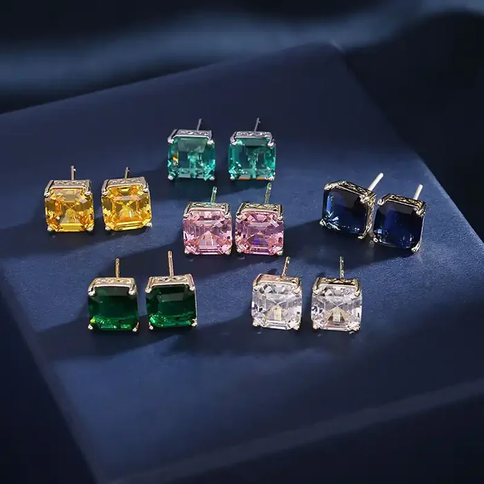 Helloice Colorful Square Stud Earrings