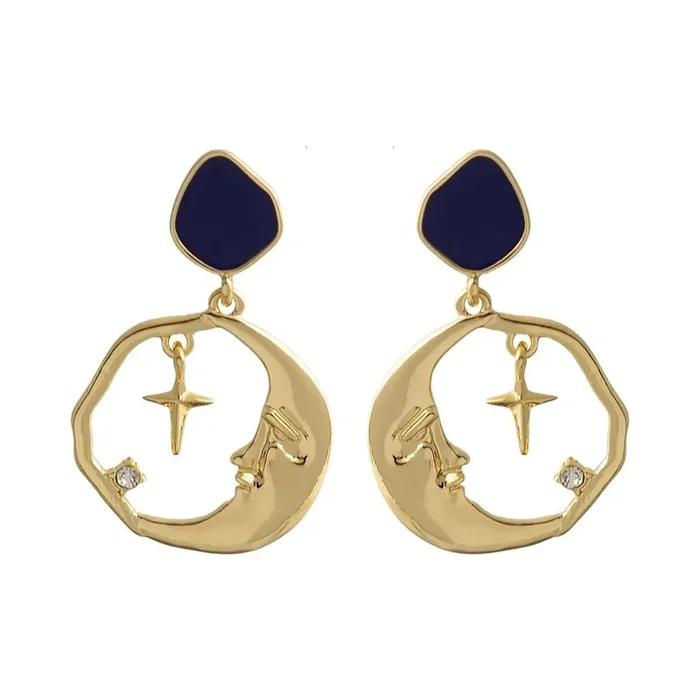 Helloice Crescent Moon Star Earrings
