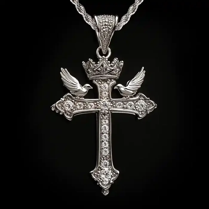 Helloice Cross Crown Dove of Peace Pendant