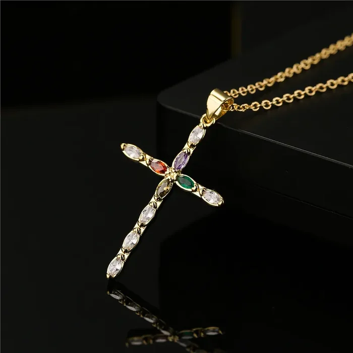 Helloice Cross Pendant Necklace in Gold