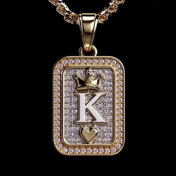 Helloice Crown Ace K Playing Card Pendant