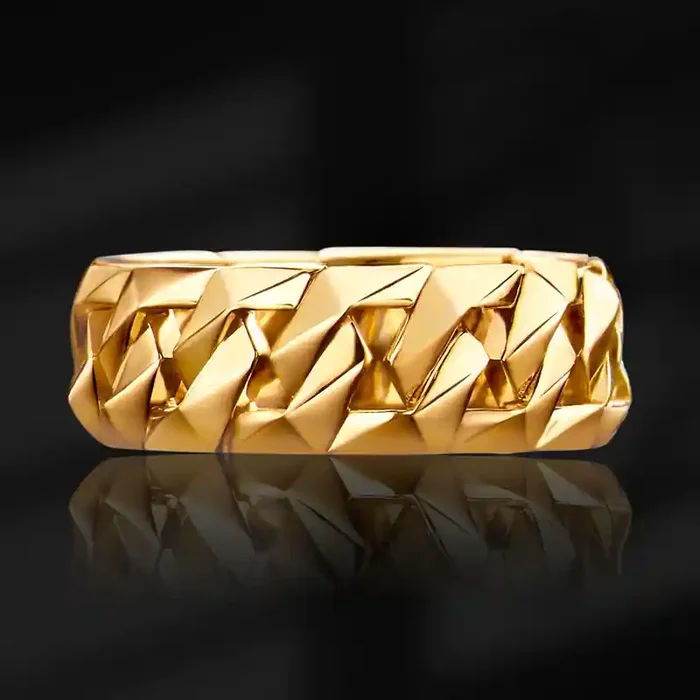 Helloice Cuban Link Ring in Gold