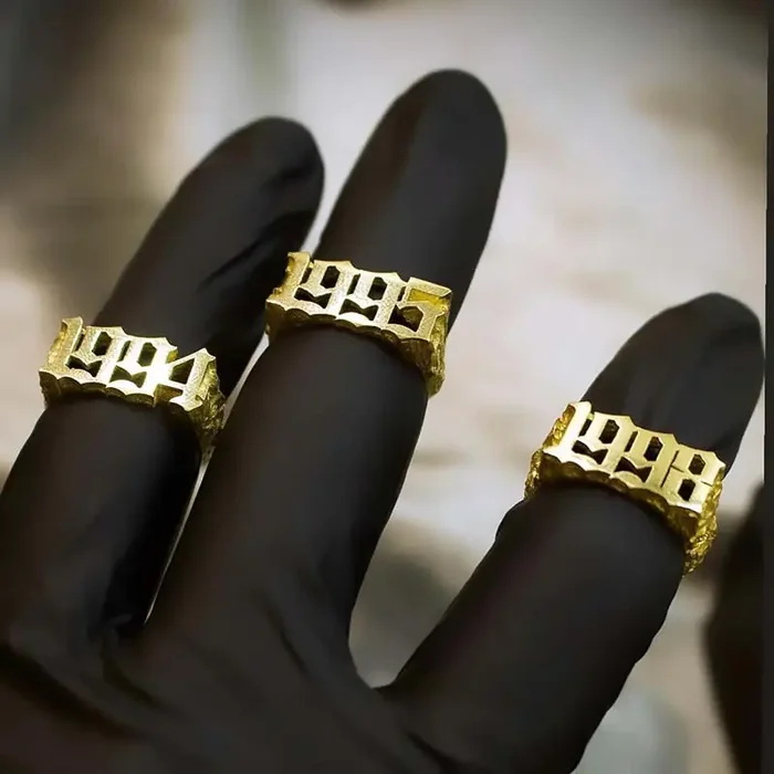 Helloice Custom Memorial Year/Numbers Nugget Ring