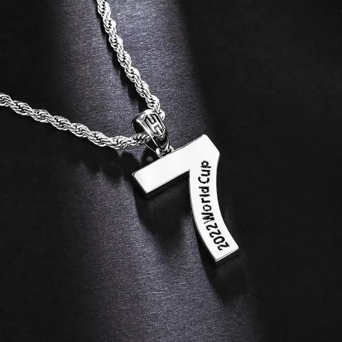 Helloice Custom Number Engravable Pendant in White Gold