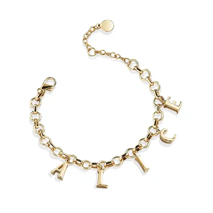 Helloice Customized Letter Charm Bracelet