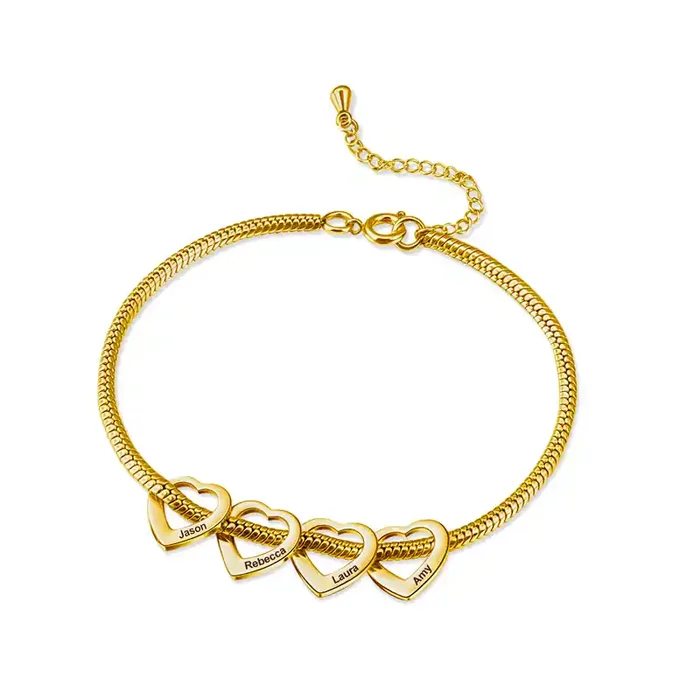 Helloice Customized Name Heart Shaped Bracelet