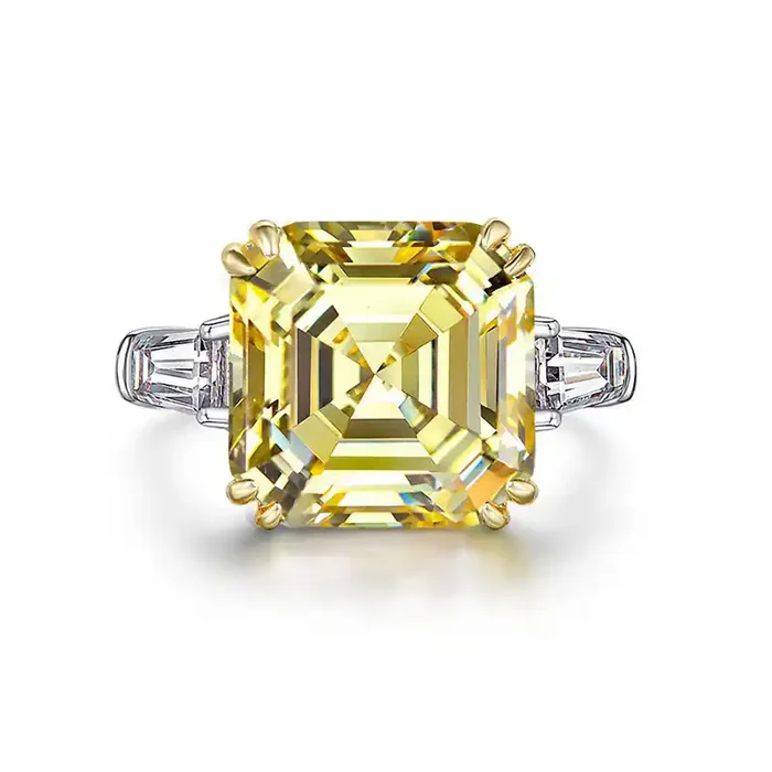 Helloice Dazzling Asscher Cut S925 Silver Engagement Ring
